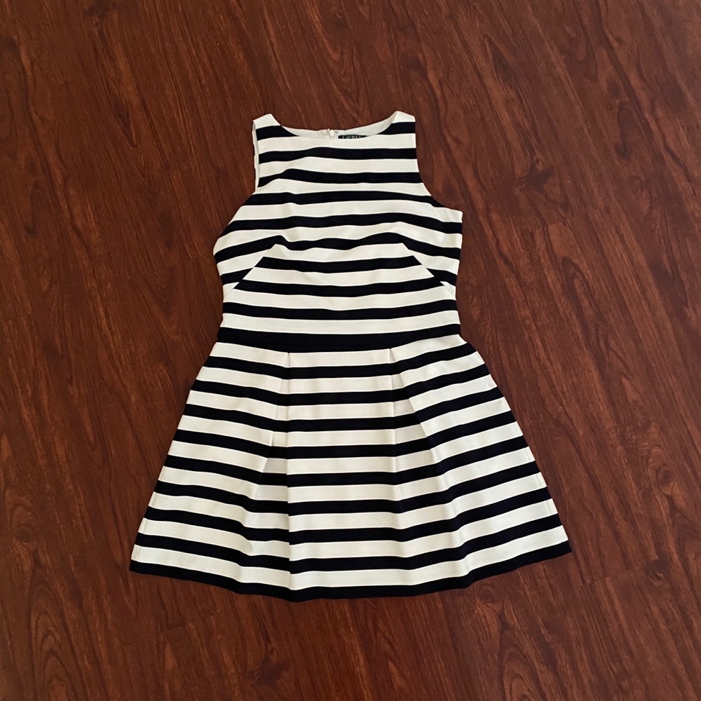Ralph Lauren Navy White Stripes Work Dress Size 14 #nautical